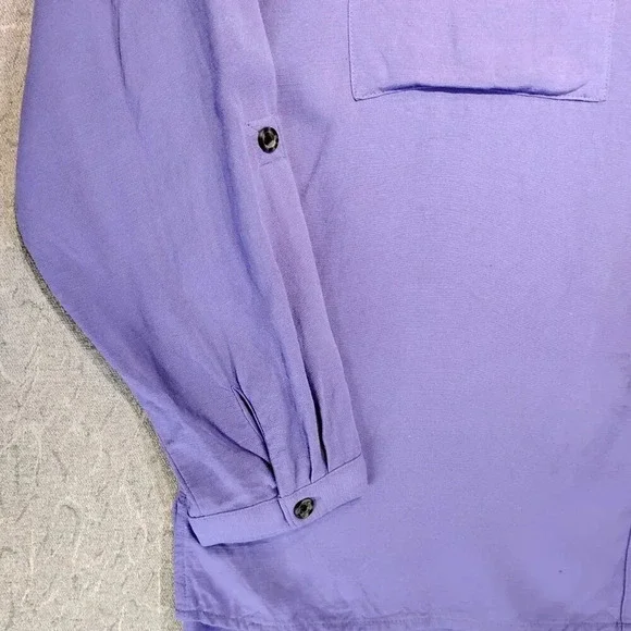 My  Style Women's Purple Long Adjustable Sleeve Button Down Size XL - Picture 6 of 13